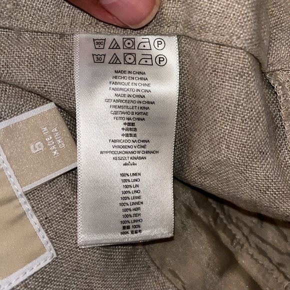 Michael Kors neutral linen straight leg full length pants.  Size 6 100% linen. - Picture 7 of 10